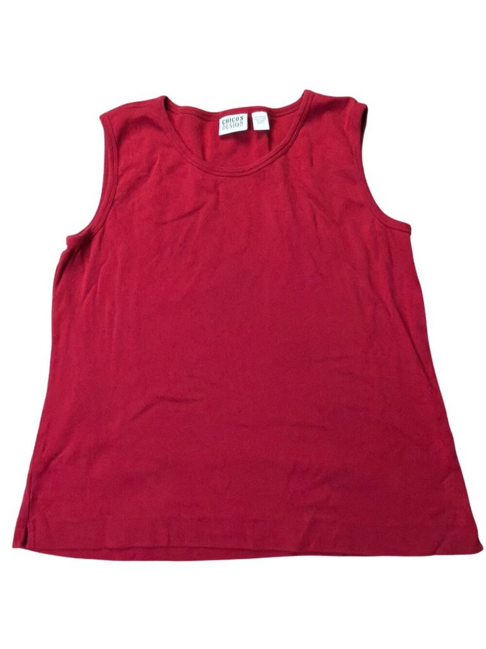 Chicos Design Sleeveless Red Tank Top Size XL 100% Cotton